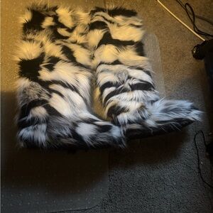 Faux Fur Black and White Tall Boots
